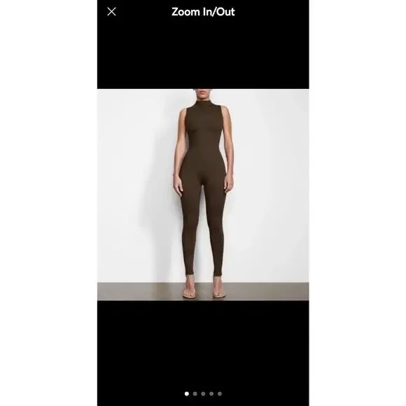 SKIMS All-in-One Mock Neck Sleeveless Unitard - Cocoa Bodysuit Size 3X - Picture 10 of 10
